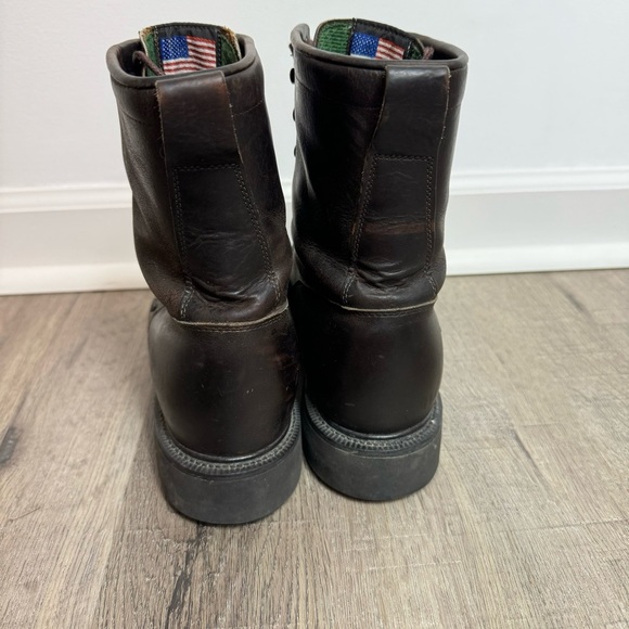 Justin Work Boots Brown Leather 760 Lace Up Size 8 Made in USA Round Toe - Picture 5 of 12